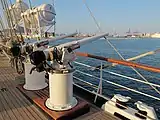 Two of the four operational QF 3 pounder Hotchkiss cannons aboard ARA&nbsp;Libertad