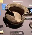 A storage pot with an unknown animal as effigy handles