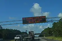 Image 33Annual traffic deaths sign over I-95 in Georgia, US, indicating more than three deaths per day (from Road traffic safety)