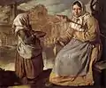 Beggar Girl and Woman Spinning