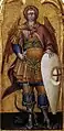A 15th century depiction of the Archangel Michael with a kiteshield