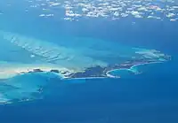 Great Harbour Cay from 38,000 ft (11,582 m). March 2010