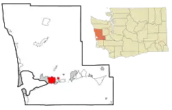 Location within Grays Harbor County and Washington