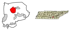Location of Altamont in Grundy County, Tennessee.