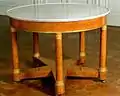 Guéridon, gilt bronze ash wood and white marble, Mobilier National