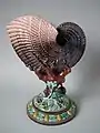 Nautilus shell Vase, 1899, Sweden. Coloured glazes, naturalistic in style.