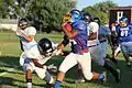 Hamilton West Hornets vs North Brunswick Raiders; running play by North Brunswick