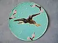 Holdcroft Dessert plate, coloured glazes, circa 1870, naturalistic style.
