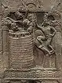 2A: Sibi Jataka, Viswakarma returns to Heaven after witnessing the deeds of King Sibi, saying King Sibi will soon become a Buddha.