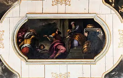 David receives from the priest Ahimelech the bread offered in the sanctuary