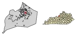 Location of Bellemeade in Jefferson County, Kentucky