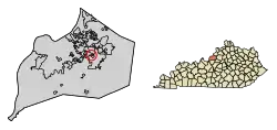 Location of Hurstbourne Acres in Jefferson County, Kentucky