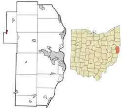 Location of Amsterdam in Jefferson County and in the state of Ohio