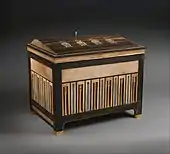 Jewelry chest of Sithathoryunet; 1887–1813 BC; ebony, ivory, gold, carnelian, blue faience and silver; height: 36.7&nbsp;cm; Metropolitan Museum of Art