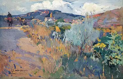 View of L'Aleixar (c. 1915-1919). 62.5 × 92.5&nbsp;cm. Bilbao Fine Arts Museum.
