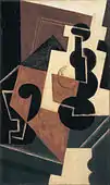 Juan Gris, 1917, Glass and Water Bottle, oil on panel, 54.8 × 32.7 cm, Ohara Museum of Art