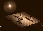 Kid Cudi, Mr Hudson and Kanye West performing "Paranoid" at the Hollywood Bowl on September 25, 2015.