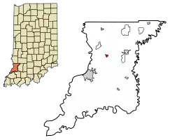 Location of Bruceville in Knox County, Indiana.