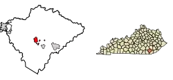 Location in Knox County, Kentucky