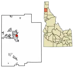 Location of Dalton Gardens in Kootenai County, Idaho.