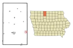 Location of Wesley, Iowa