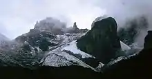 Krapf Rognon (4,800&nbsp;m or 15,748&nbsp;ft) and Krapf glacier