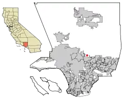 Location of Altadena in Los Angeles County, California