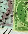 Plate flaw of thehook to the Greek(40 lepta - Position 67)