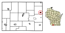 Location of Argyle in Lafayette County, Wisconsin.