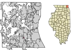 Location of Indian Creek in Lake County, Illinois.
