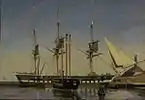 Fregatten "Niels Juel" ved hovedvagten på Nyholm (1857)