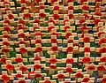 Ranks of remembrance crosses at the Field of Remembrance