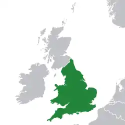 Location of the Kingdom, 1558–1707 (green)