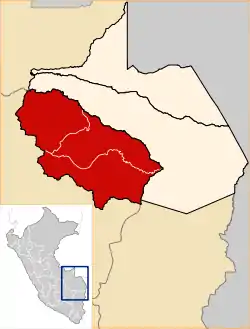 Location of Manu in Madre de Dios Region