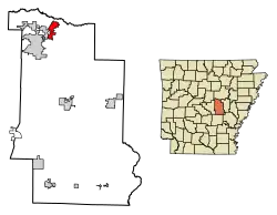 Location of Ward in Lonoke County, Arkansas.