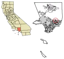 Location of Duarte in Los Angeles County, California.