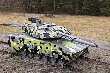 The Lynx 120 is a fire support variant of the Lynx KF41 platform and mounts a large-calibre crewed turret armed with a derivative of Rheinmetall's 120&nbsp;mm smoothbore gun family