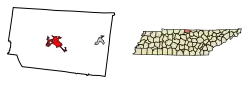Location of Lafayette in Macon County, Tennessee