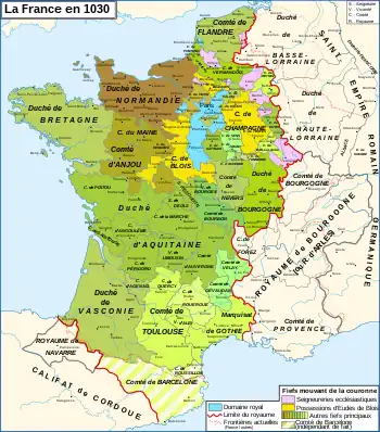 France in the early 11th century&nbsp;&nbsp;French royal domain