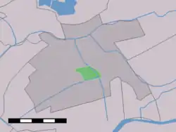 The village (dark green) and the statistical district (light green) of Bovenkerk in the former municipality of Vlist