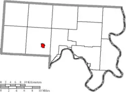 Location of Rutland in Meigs County