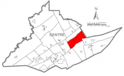 Map of Centre County, Pennsylvania highlighting Walker Township