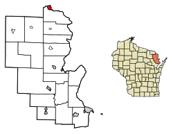 Location of Niagara in Marinette County, Wisconsin.