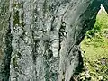 Detail of the coral stone that was used to shape the old mosque's mihrab