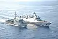 KRI Sultan Iskandar Muda and Passau during UNIFIL patrol in November 2011.