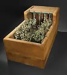 Model of Meketra's house and garden from his tomb at Thebes, which consists of a shady grove of trees surrounding a central garden; c. 1981–1975 BC; painted wood and copper; height: 39.5&nbsp;cm (159⁄16 in.); Metropolitan Museum of Art (New York City)