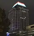 With illuminated frustum crown at night