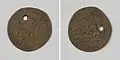1584 Jeton (with punched holes) commemorating the murder of William the Silent