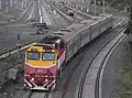 N474 on a service from Albury passes West Footscray. 9-4-21.