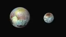 The two northern lobes of Tombaugh Regio can be seen to have different compositions in this false-color image(13&nbsp;July 2015).